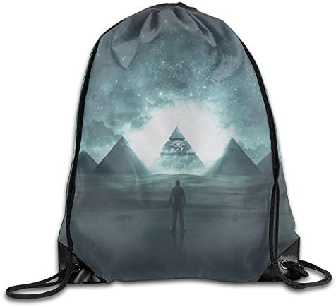 Mysterious Glowing Pyramid Sphinx Starry Sky Rucksack Packsack Beam Mouth Backpack Travel Bag