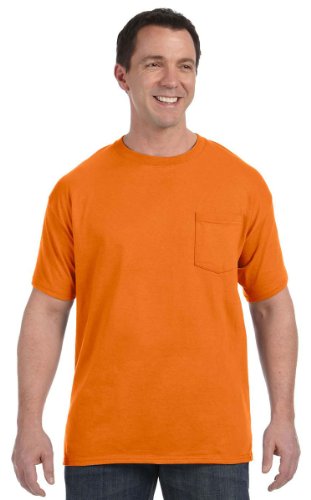 Hanes TAGLESS Pocket T-Shirt,Orange,X-Large