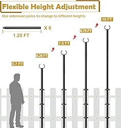Derkniel 10 FT Outdoor String Light Pole Stand for