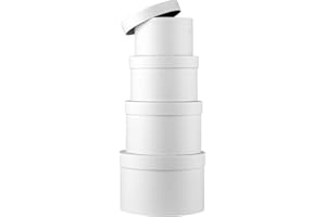 OAIRSE Round Gift Boxes with Lids Flower Boxes for Arrangements White Round Boxes Set of 4 Nesting Gift Boxes with Lids for Flowers Arrangements Empty, Bridesmaid, Proposal, Wedding, Birthday, Party Favor