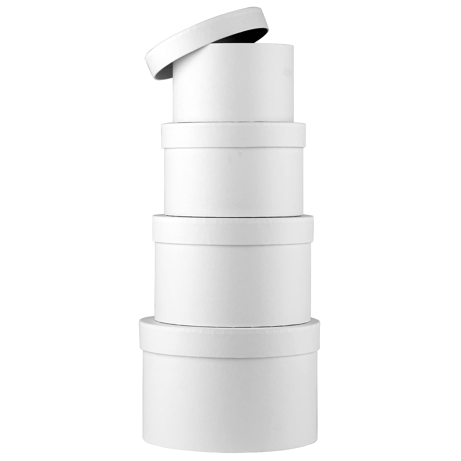 Oairse Gift Box with Lid Paper Gifts Jewelry Boxes Florist Hat Boxes Small Storage Box Set of 4 Assorted Sizes Decorative Box for Gifts, Flowers, Crafting - White