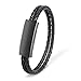 Christmas/New Year Gifts USB Charging Bracelet Cable Fashion Double Braided Leather Wrist Data Charger Cord (Black L（8.2"）) primary