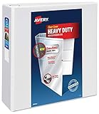 Avery Heavy Duty View 3 Ring Binder, 4" One Touch Slant Ring, Holds 8.5" x 11" Paper, 1 White Binder (79704)