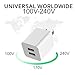 Charger, Certified 2.4A 12W Dual 2 Port Fast Charging Portable Travel Wall Adapter w/ 6FT [2-PACK] Long Durable 8 Pin Lightning Cable Cord for iOS 10 iPhone 8 / 7 /6S Plus/5S/SE, iPad Air/Mini (White)