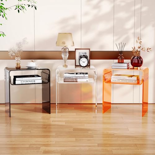 Solaround Acrylic Side Table, Bedside table Nightstand, Transparent Acrylic Tables (Clear)