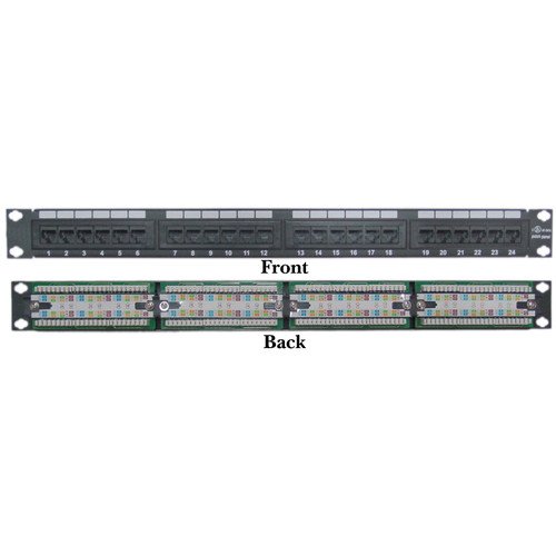 CableWholesale's Rackmount 24 Port Cat6 Patch Panel, Horizontal, 110 Type, 568A & 568B Compatible, 1U
