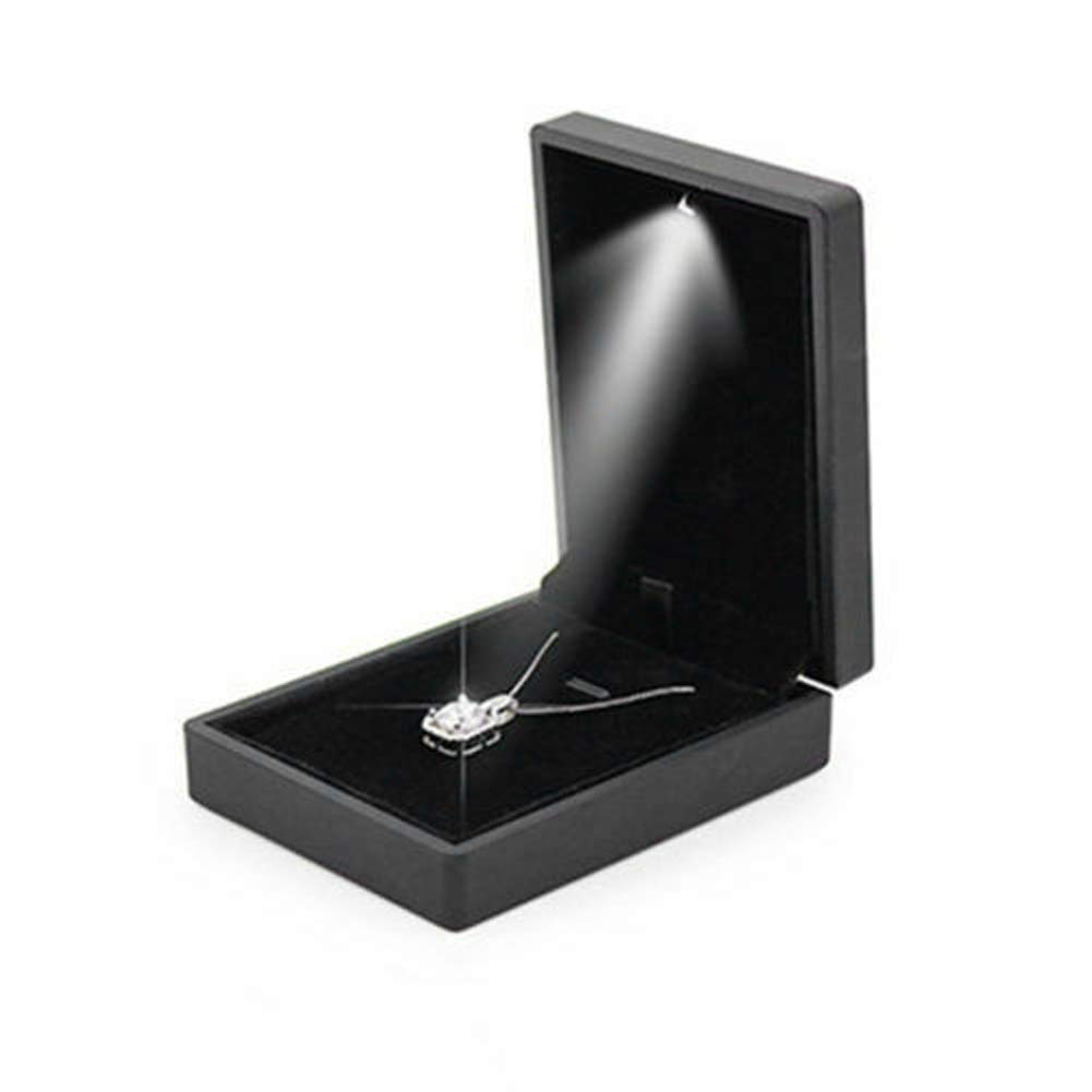 YUYTE Jewelry Box, LED Lighted Engagement Pendant Box, Wedding Jewelry Display Case, Gift Storage Box, Small Gift Boxes for Jewellery, Light Up Pendant Box for Anniversary Wedding Birthday