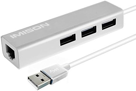 IMISON 3-Port USB 2.0 Hub and Ethernet Hub RJ45 Ethernet Converter ( AX88772A Chipset and USB 2.0 Cable )
