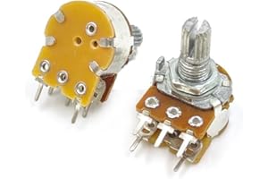 ELCOKITEX 8Pcs 100K Linear Taper Rotary Audio B Type Potentiometer 15mm Knurled Shaft 5 Pin Carbon Film Potentiometer with Switch for Volume Control Amplifier Audio Applications