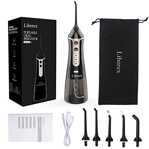Liberex Cordless Water Flosser - Portable Oral Irrigator with 5 Jet Nozzles, IPX7 Waterproof 300ml Reservoir, 3 Modes Dental Care Teeth Jet for Teeth Braces,USB Rechargeable - Thumbnail 5