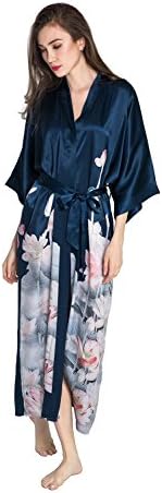 Women's Silk Kimono Robe Long - Floral Print