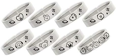 FaLaidi Kpop BTS Q Version Ring Necklace Birthday Gift Unisex Couple Titanium Steel Tail Ring Suga Jimin Jin Hot Gift for Fans