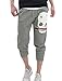 Allegra K Men Drawstring Waist Skull Zipper Decor Capri Pants