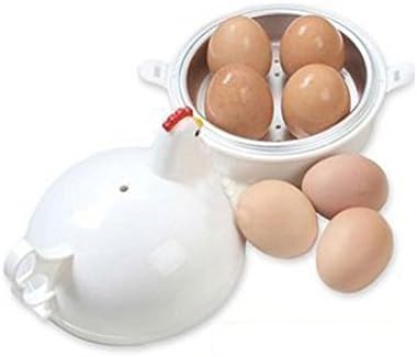 Egg Boiler, Egg Cooker forMicrowave Oven, Ideal Soft and Hard Boiled Egg Cooker 4 Egg Capacity - Steamer Attachment Kitchen Supplies