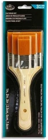 SG Education PR 85154 Flat Brush Set, 2.5 cm, 5 cm And 7.6 cm Size, Gold Taklon (Pack of 3)
