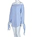 Sunward(TM) Women's Sexy Blue Bow Off Shoulder Blouse (XLarge, Blue)