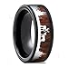 GzxtLTX Christmas Ring,Deer Rings,Wood Inlay Deer Stag Ring,8mm Mens Wedding Band, Tungsten Silicone Set Ring,Lovers Ring (Brown, 11)