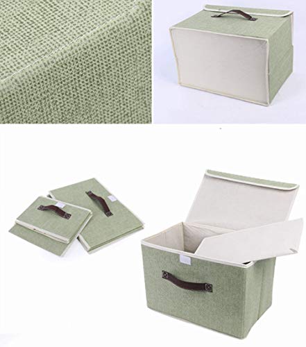 Pemalin Storage Bins Foldable Fabric Box- 3 Pack Shelf Linen Storage Cubes with Lid and Handle for Home Bedroom Closet Nursery Office(Pink) - Thumbnail 4