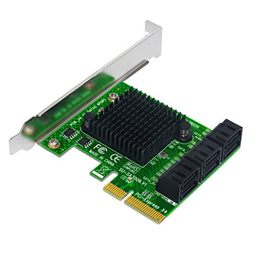 Expansion Card,Ubit Riser Card,PCIe 2.0 X2 to SATA III 6-Port Adapter Card (ASM Chipset) for IPFS Mining,Pci-e to SATA3.0 Expansion Card,SATA3.0 Riser Card 6G IPFS Hard Disk Expansion Card