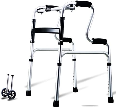MEIDUO Walking Frame With Wheels Healthcare Folding Lightweight Aluminium Walking Frame Crutches (Color : B(With wheels))