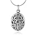 Chuvora 925 Oxidized Sterling Silver Open Filigree Detailed Oval Shaped Locket Pendant Necklace, 18 inches