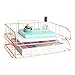 Blu Monaco Rose Gold Desk Organizer Stackable Paper Tray Set of 2 - Metal Wire Two Tier Tray - Stackable Letter Tray - Inbox Tray for Desk primary