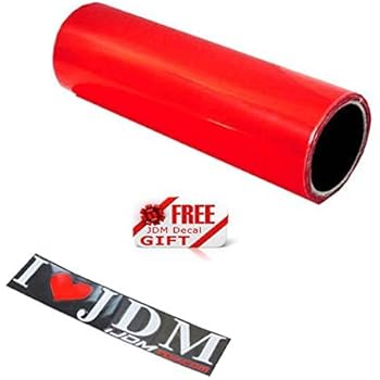 iJDMTOY 12 by 48 inches Self Adhesive Hot Red Taillights Tail Lamps, Fog Lights, Sidemarkers Vinyl Wrap Overlay Film