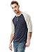 Alternative Men's Raglan 3/4 Sleeve Henley Shirt, Navy/Oatmeal, Large