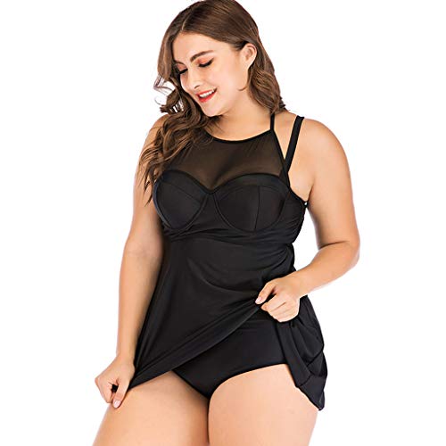 iYBUIA Women's Plus Size Bathing Suits Paisley Print Two Piece Swimsuit Mesh Patchwork