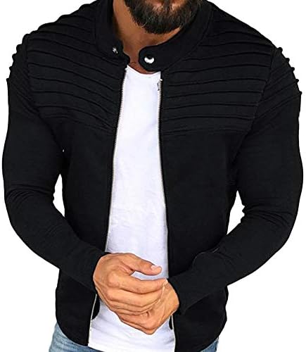 for Coat.AIMTOPPY Men's Pure Color Stripe Pleated Panel Cardigan Zip Jacket