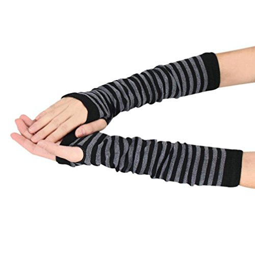 AIMTOPPY Fashion Winter Wrist Arm Hand Warmer Knitted Long Fingerless Gloves Mitten (Black, free)