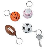 Sports Ball Party Favor Soft Keychains - Football Baseball Soccer Basketball Assorted Designs - 12 pieces