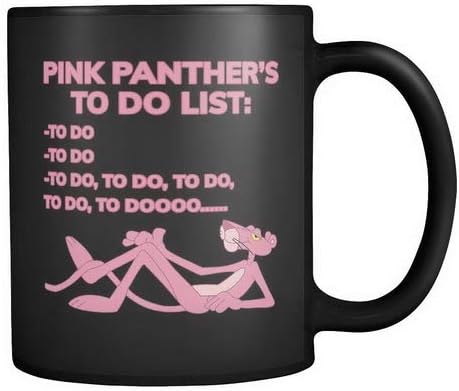 Pink Panthers Themed Funny 11oz Black Satin Mug Christmas Gift Mug.