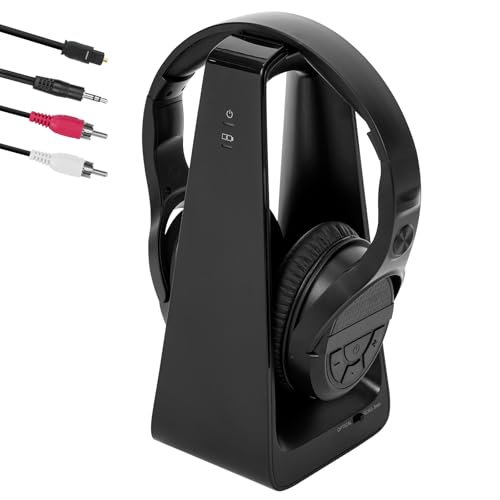 Wireless TV Headphones with Charging Base, Wireless TV Watching Headphones, Large Volume Control Buttons and Sound Amplification for Seniors, Lightweight and Comfortable Headphones