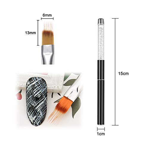LWBTOSEE 2pc Nail Ombre Brush Nail Art Painting Pen Brush UV Gel Polish Gradient Color Rhinestone Crystal Acrylic Nail Drawing Pen (D)