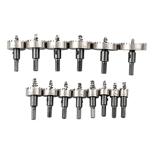 HSS Hole Saw Kits for Metal, Budalga 14 pcs High-Speed Steel Hole Saw Cutting Kit Drill Bits Opener Cutter Tool for Stainless Steel,copper, Iron(â‰¤2mm) 16~53mm