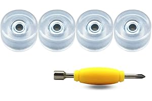 SAIKOOWA 4pcs Apex 68D Urethane Fingerboard Wheels,7.5mm Diameter -ABEC-9 Ultra Spin Chrome Steel Bearings with 1pcs Fingerboard Tool (Clear)