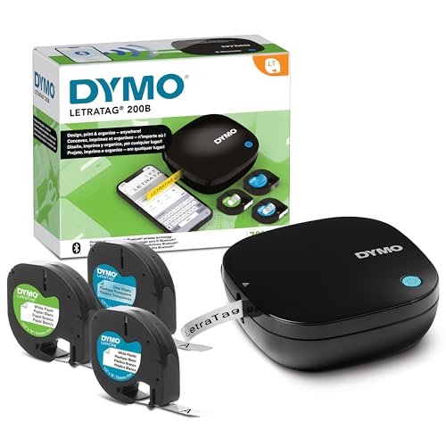 LetraTag 200B etichettatrice Bluetooth | Stampante per etichette compatta | Si connette a iOS e Android tramite tecnologia wireless Bluetooth | Include 3 rotoli di etichette assortite