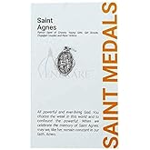 Venerare 1" Saint Agnes Medal with Prayer Card | Durable and Detailed Charm | Pendant Medal Carded with Prayer | Christian Jewelry