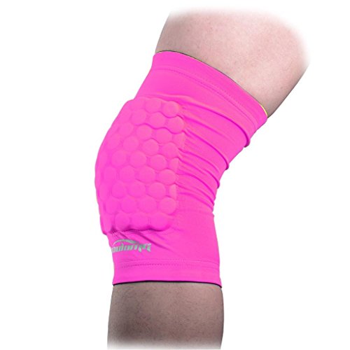 COOLOMG Pad Crashproof Antislip Basketball Leg Knee Short Sleeve Protector Gear (1 Piece), Pink, Small