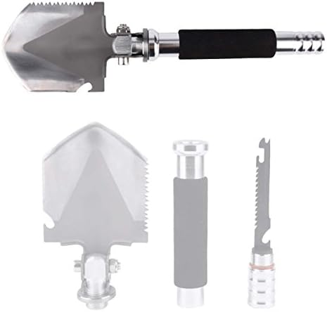 Compact Camping Folding Shovel with Multi-function knife - Portable Multitool Tactical Emergency Tool Survival Steel Spade for Hiking Backpacking Gardening with Shovel Cover