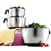 FineDine Premium Grade Stainless Steel Mixing Bowls With Comfortable Grip Handle (Set of 3) Modern Nesting Bowls Set with Measurement Marks, Easy Pouring Spout, Skid Free Bottom 1.5-2 - 2.5 Quart