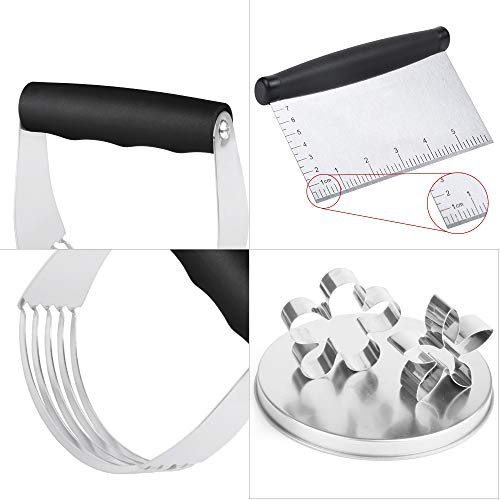 Dough Blender and Pastry Cutter Set, Stainless Steel Dough Cutter Scraper Blender and Cookie Biscuit Cutter Set, Professional Baking Tools for Home Kitchen