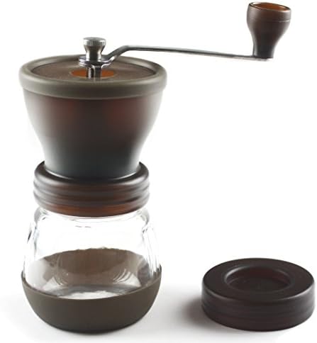 Manual Ceramic Burr Coffee Grinder/Mill with Fully Adjustable Grinding Mechanism, Amber Brown Finish