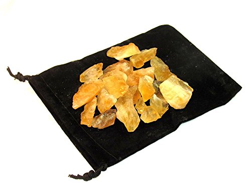Zentron Crystal Collection: Citrine Rough Bulk Stones and Velvet Pouch (1 Pound)