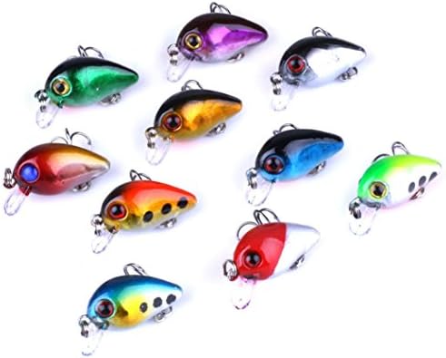 Spbamboo Fishing Lures Tackle Kits -10Pcs/Lot 2.6cm 1.7g 3D Eyes Hard Plastic Minnow Fishing Lures, Mini Bream Bait With Carbon Steel Treble Hooks for Saltwater/Freshwater Fishing Fishing Lover Gift