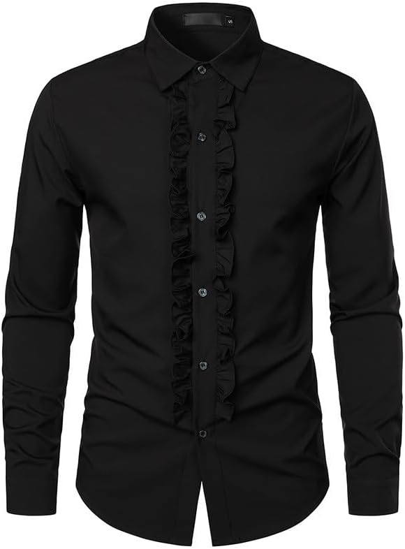 Amazon.com: Ozmmyan Men's Tuxedo Shirt Frill Front Formal Dress