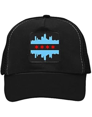 Unisex Chicago Skyline Flag Trucker Hat Adjustable Mesh Cap