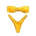 HHei_K Womens Swimsuit, Ladies Summer Fashion Solid Tube Tops Low Waist Twist Front Thong Strapless Swim Bathing Suits Swimwear Bikini Set (S, B-Yellow)