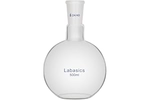 Labasics Glass 500ml Single Neck Flat Bottom Boiling Flask, with 24/40 Standard Taper Outer Joint, 500ml